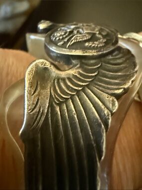Lucite Military Sweetheart bracelet Silver-Tone Cuff Bracelet -Jewelry 1940’s